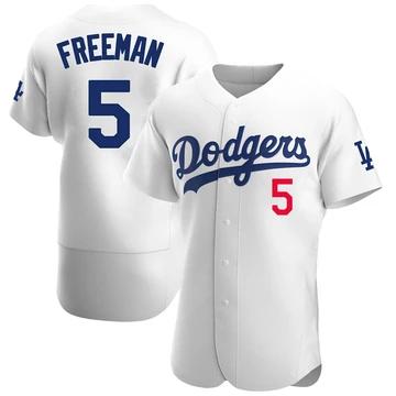 Men's Los Angeles Dodgers Freddie Freeman ＃5 White Authentic Home Jersey