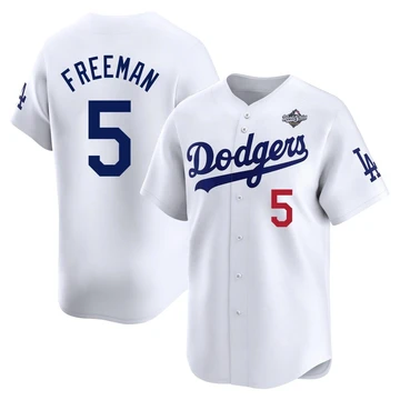 Men's Los Angeles Dodgers Freddie Freeman ＃5 White Limited Home 2025 World Series Jersey
