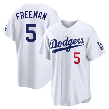 Men's Los Angeles Dodgers Freddie Freeman ＃5 White Limited Home Stadium Jersey