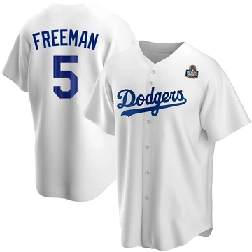 Men's Los Angeles Dodgers Freddie Freeman ＃5 White Replica Home 2024 World Series Jersey