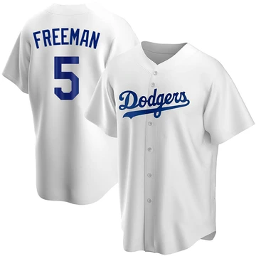 Men's Los Angeles Dodgers Freddie Freeman ＃5 White Replica Home Jersey