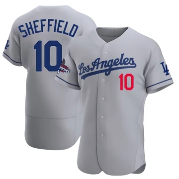 Men's Los Angeles Dodgers Gary Sheffield ＃10 Gray Authentic Away Official 2024 World Series Champions Jersey