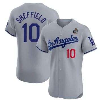 Men's Los Angeles Dodgers Gary Sheffield ＃10 Gray Elite Road 2024 World Series Jersey