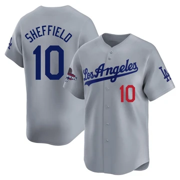 Men's Los Angeles Dodgers Gary Sheffield ＃10 Gray Limited Away World Series Champions Jersey