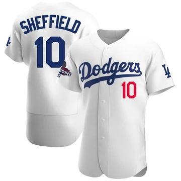 Men's Los Angeles Dodgers Gary Sheffield ＃10 White Authentic Home Official 2024 World Series Champions Jersey
