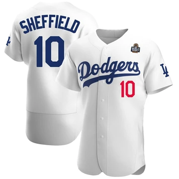 Men's Los Angeles Dodgers Gary Sheffield ＃10 White Authentic Home Official 2024 World Series Jersey