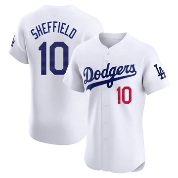 Men's Los Angeles Dodgers Gary Sheffield ＃10 White Elite Home Jersey