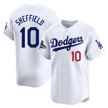Men's Los Angeles Dodgers Gary Sheffield ＃10 White Limited Home 2024 World Series Champions Jersey