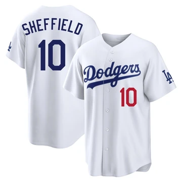 Men's Los Angeles Dodgers Gary Sheffield ＃10 White Limited Home Stadium Jersey