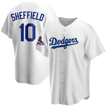 Men's Los Angeles Dodgers Gary Sheffield ＃10 White Replica Home 2024 World Series Champions Jersey