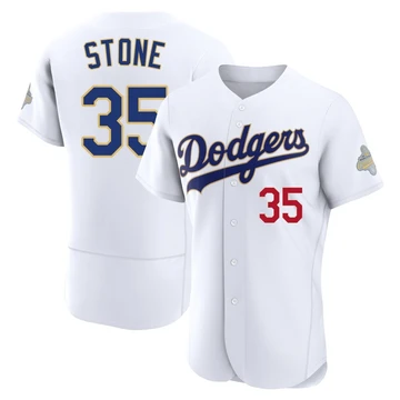 Men's Los Angeles Dodgers Gavin Stone ＃35 Gold Authentic White 2026 Collection Jersey