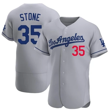 Men's Los Angeles Dodgers Gavin Stone ＃35 Gray Authentic Away Jersey