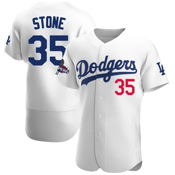 Men's Los Angeles Dodgers Gavin Stone ＃35 White Authentic Home Official 2024 World Series Champions Jersey