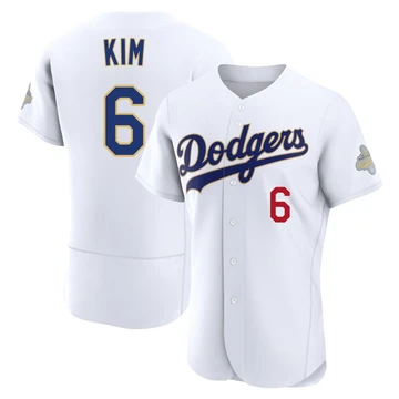Men's Los Angeles Dodgers Hyeseong Kim ＃6 Gold Authentic White 2026 Collection Jersey