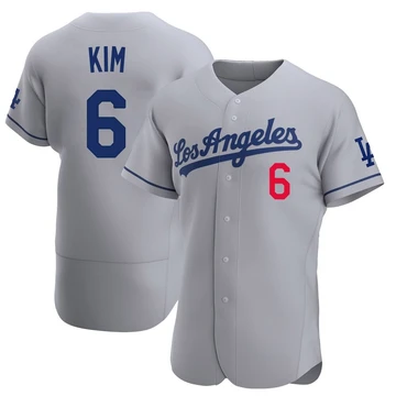 Men's Los Angeles Dodgers Hyeseong Kim ＃6 Gray Authentic Away Jersey