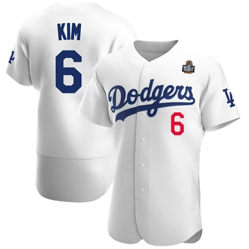Men's Los Angeles Dodgers Hyeseong Kim ＃6 White Authentic Home Official 2024 World Series Jersey
