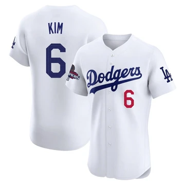 Men's Los Angeles Dodgers Hyeseong Kim ＃6 White Elite Home World Series Champions Jersey