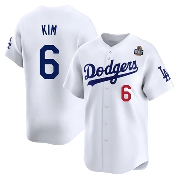 Men's Los Angeles Dodgers Hyeseong Kim ＃6 White Limited Home 2024 World Series Jersey