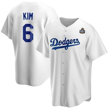 Men's Los Angeles Dodgers Hyeseong Kim ＃6 White Replica Home 2024 World Series Jersey