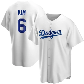 Men's Los Angeles Dodgers Hyeseong Kim ＃6 White Replica Home Jersey