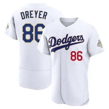 Men's Los Angeles Dodgers Jack Dreyer ＃86 Gold Authentic White 2026 Collection Jersey