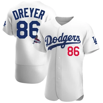 Men's Los Angeles Dodgers Jack Dreyer ＃86 White Authentic Home Official 2024 World Series Champions Jersey
