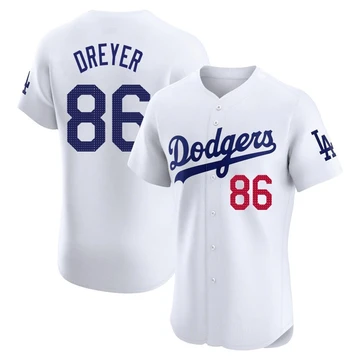 Men's Los Angeles Dodgers Jack Dreyer ＃86 White Elite Home Jersey