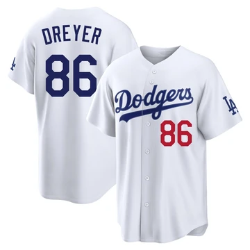 Men's Los Angeles Dodgers Jack Dreyer ＃86 White Limited Home Stadium Jersey