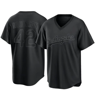 Men's Los Angeles Dodgers Jackie Robinson ＃42 Black Replica Pitch Fashion Jersey