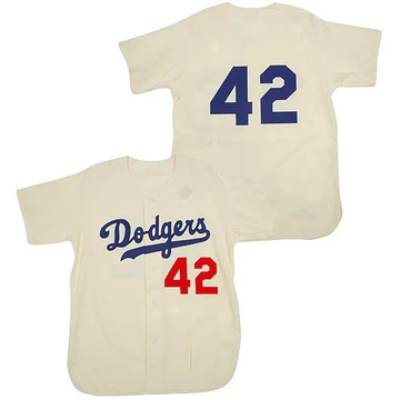 Men's Los Angeles Dodgers Jackie Robinson ＃42 Cream Authentic Throwback Jersey