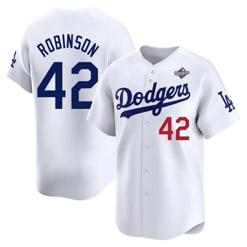 Men's Los Angeles Dodgers Jackie Robinson ＃42 White Limited Home 2025 World Series Jersey