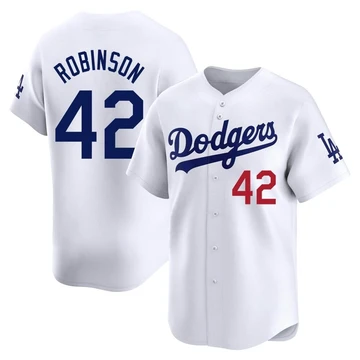 Men's Los Angeles Dodgers Jackie Robinson ＃42 White Limited Home Jersey