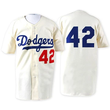 Men's Los Angeles Dodgers Jackie Robinson ＃42 White Replica 1955 Throwback Jersey