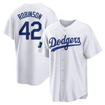 Men's Los Angeles Dodgers Jackie Robinson ＃42 White Replica 2024 World Tour Seoul Series Home Jersey