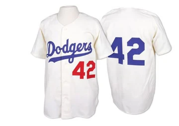 Men's Los Angeles Dodgers Jackie Robinson ＃42 White Replica Throwback Jersey