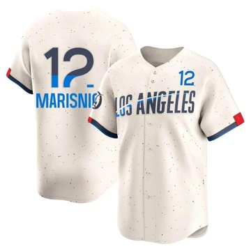 Men's Los Angeles Dodgers Jake Marisnick ＃12 Cream Limited 2024 City Connect Jersey