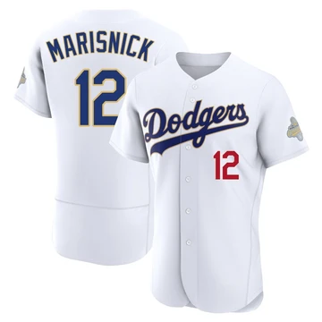 Men's Los Angeles Dodgers Jake Marisnick ＃12 Gold Authentic White 2026 Collection Jersey