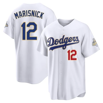 Men's Los Angeles Dodgers Jake Marisnick ＃12 Gold Limited White 2026 Collection Stadium Jersey