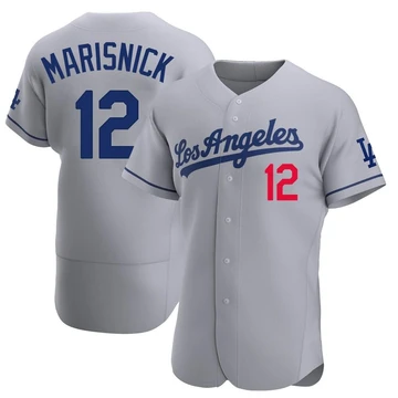 Men's Los Angeles Dodgers Jake Marisnick ＃12 Gray Authentic Away Jersey