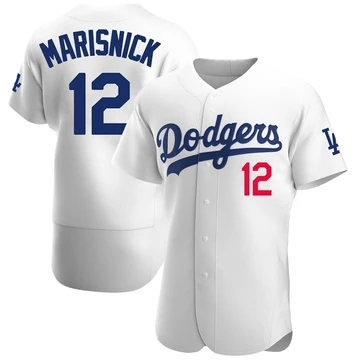 Men's Los Angeles Dodgers Jake Marisnick ＃12 White Authentic Home Jersey
