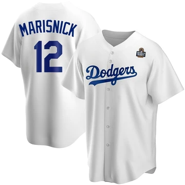 Men's Los Angeles Dodgers Jake Marisnick ＃12 White Replica Home 2024 World Series Jersey