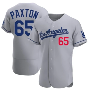 Men's Los Angeles Dodgers James Paxton ＃65 Gray Authentic Away Jersey