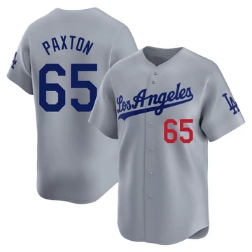 Men's Los Angeles Dodgers James Paxton ＃65 Gray Limited Away Jersey
