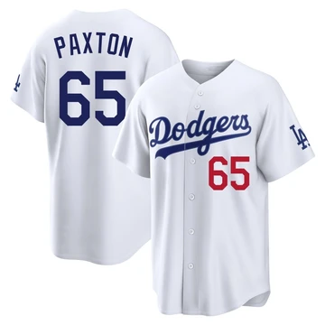 Men's Los Angeles Dodgers James Paxton ＃65 White Limited Home Stadium Jersey