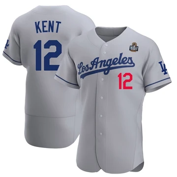 Men's Los Angeles Dodgers Jeff Kent ＃12 Gray Authentic Away Official 2024 World Series Jersey
