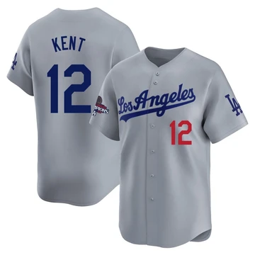 Men's Los Angeles Dodgers Jeff Kent ＃12 Gray Limited Away World Series Champions Jersey