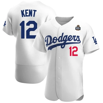 Men's Los Angeles Dodgers Jeff Kent ＃12 White Authentic Home Official 2024 World Series Jersey
