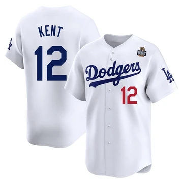 Men's Los Angeles Dodgers Jeff Kent ＃12 White Limited Home 2024 World Series Jersey