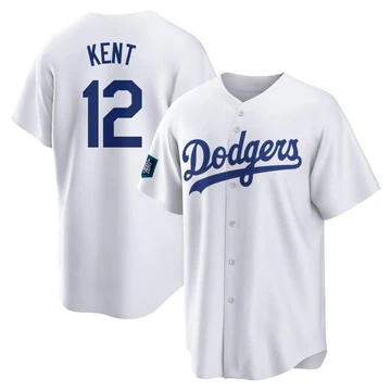 Men's Los Angeles Dodgers Jeff Kent ＃12 White Replica 2024 World Tour Seoul Series Home Jersey