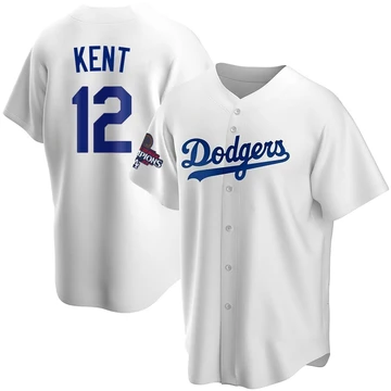 Men's Los Angeles Dodgers Jeff Kent ＃12 White Replica Home 2024 World Series Champions Jersey